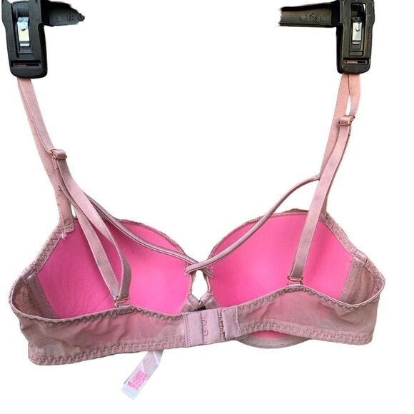 Victoria’s Secret PINK Date Push Up Bra Mauve Pink Lace size 32C - Picture 3 of 9